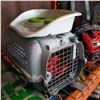 Image 1 : SMALL PET CARRIER, PET DISH, AND PET ITEMS