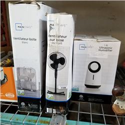 MAINSTAYS FLOOR FAN AND ULTRASONIC HUMIDIFIER