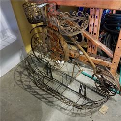 CAST IRON GARDEN BIKE AND METAL DECOR