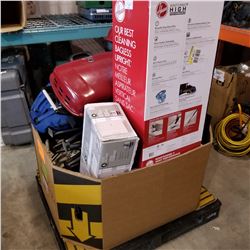 PALLET OF RETURNED GOODS, BBQS, VACUUM, CAMP ITEMS