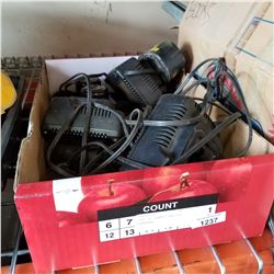 TRAY OF DEWALT BATTERY CHARGERS