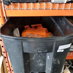 TOTE OF RAIN GEAR AND SIZE 9 CORK BOOTS FOR LOGGING