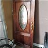 Image 1 : WOOD EXTERIOR DOOR WITH LEADED GLASS WINDOW