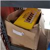Image 1 : BOX OF CLAMPS, GLOVES, KNEE PADS, AND SAFETY GLASSES