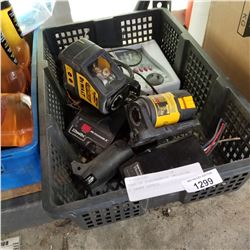TRAY OF ELECTRONICS INCLUDING 2 LASER LEVELS
