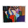 Image 1 : Itzchak Tarkay (1935-2012) - "Brief Respite" One-of-a-Kind Over Paint on Canvas, Hand Signed with Ce