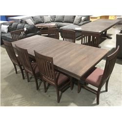 DRIFTWOOD OAK DINING TABLE WITH 2 LEAVES & 8 CHAIRS