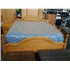 Image 1 : SOLID OAK KING SIZE BEDROOM SUITE INCLUDING DRESSER MIRROR, ARMOIRE, BOOK SHELF, PAIR OF