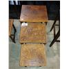 Image 2 : 3 PIECE PERUVIAN LEATHER TOOLED NESTING TABLES