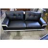 Image 2 : BLACK AND WHITE AND CHROME LEATHER 3 PIECE SOFA SET INCLUDES SOFA & LOVESEAT AND CHAIR