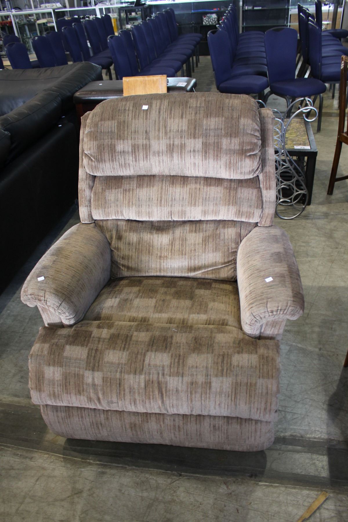 LIGHT BROWN OVERSTUFFED ROCKER/RECLINER