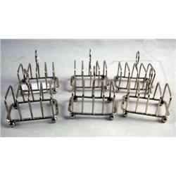 SIX ENGLISH STERLING SILVER MINIATURE TOAST RACK 