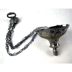 A SILVER PLATE HANGING PLANT HOLDER