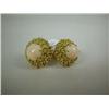 Image 1 : A PAIR OF CABOCHON CORAL AND YELLOW GOLD EARRINGS