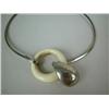 Image 1 : A SILVER-PLATED AND BONE CHOKER NECKLACE