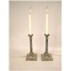 Image 1 : A PAIR OF COLUMNAR SILVER PLATE CANDLESTICKS Elec