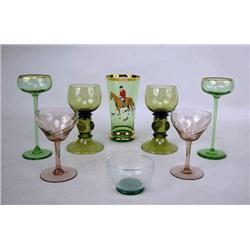 A GROUP OF GREEN GLASS Including twenty goblet, t