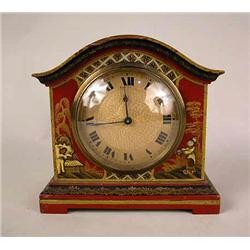 A CHINOISERIE DECORATED MANTLE CLOCK Retailed by 