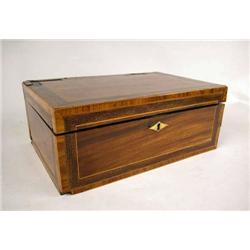 A GEORGE III INLAID MAHOGANY LETTER BOX 5"h x 12 