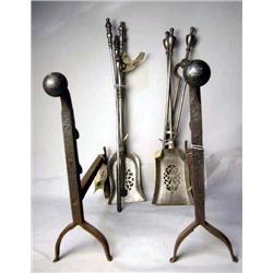 AN ASSORTMENT OF IRON HEARTH EQUIPMENT Including,