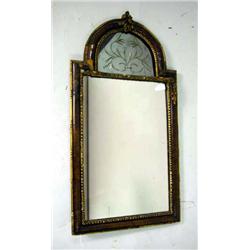 A QUEEN ANNE PARCEL-GILT MIRROR Distressed  39"h 