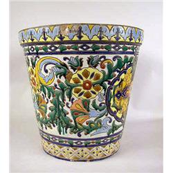 A LARGE POLYCHROME CERAMIC PLANTER 15 h (losses)