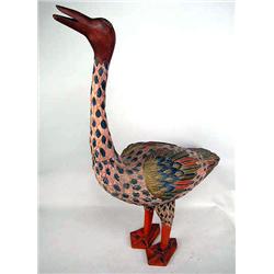 TWO POLYCHROME BIRD-FORM SCULPTURES One distresse