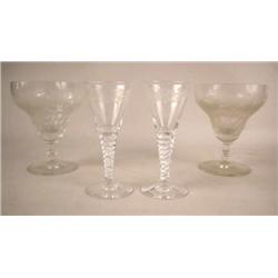 ELEVEN STUART, ENGLAND COLORLESS GLASS ETCHED COR