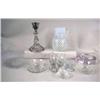 Image 1 : A HOBNAIL PITCHER AND A COLORLESS GLASS CANDLESTI