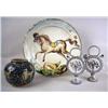 Image 1 : A POLYCHROME HORSE AND DOG DECORATED PLATTER 20"d