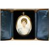 Image 1 : A MINIATURE WATERCOLOR OF WOMAN IN A BLUE DRESS O