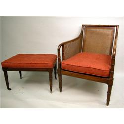 A REGENCY STYLE MAHOGANIZED CANED ARMCHAIR AND OT