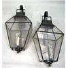 Image 1 : A PAIR OF PATINATED METAL LARGE THREE-LIGHT ARCHI