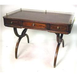 A REGENCY STYLE FIGURED MAHOGANY SOFA DESK repair