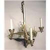 Image 1 : AN ART DECO STYLE BRUSHED METAL SIX-LIGHT CHANDEL