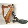 Image 1 : A CARVED CHERRYWOOD HARP ON WALNUT STAND Branded 