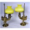 Image 1 : A PAIR OF CAST BRASS STUDENT LAMPS The thumb dial