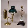 Image 1 : A BRASS STUDENT LAMP (now electrified, shade of a