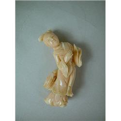 A CARVED CORAL FIGURE OF JAPANESE WOMAN DANCING, 