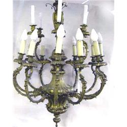 A GILT BRONZE 18 LIGHT HANGING CHANDELIER