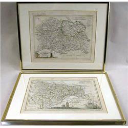 TWO 17th/18th CENTURY FRAMED MAPS