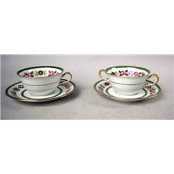 A SET OF FIVE LIMOGES TEA CUPS AND EIGHT SAUCERS 