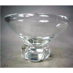 A STEUBEN COLORLESS GLASS FOOTED BOWL 5 1/2"h x 9