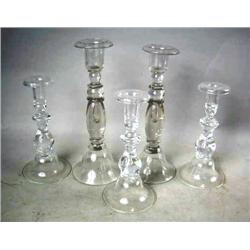 A PAIR OF STEUBEN COLORLESS GLASS TEAR-DROP TALL 