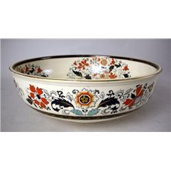 A POLYCHROME AND GOLD DECORATED TRANSFERWARE BOWL