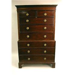 A GEORGE III INLAID MAHOGANY CHEST-ON-CHEST Engli