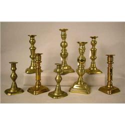 FOUR PAIR OF CAST-BRASS EJECTOR CANDLESTICKS Cont