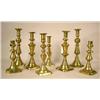 Image 1 : FOUR PAIR OF CAST-BRASS OCTAGONAL-BASED CANDLESTI