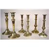 Image 1 : THREE PAIR OF CAST-BRASS CANDLESTICKS Continental
