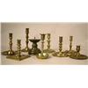 Image 1 : A GROUP OF NINE ASSORTED CAST-BRASS CANDLESTICKS 